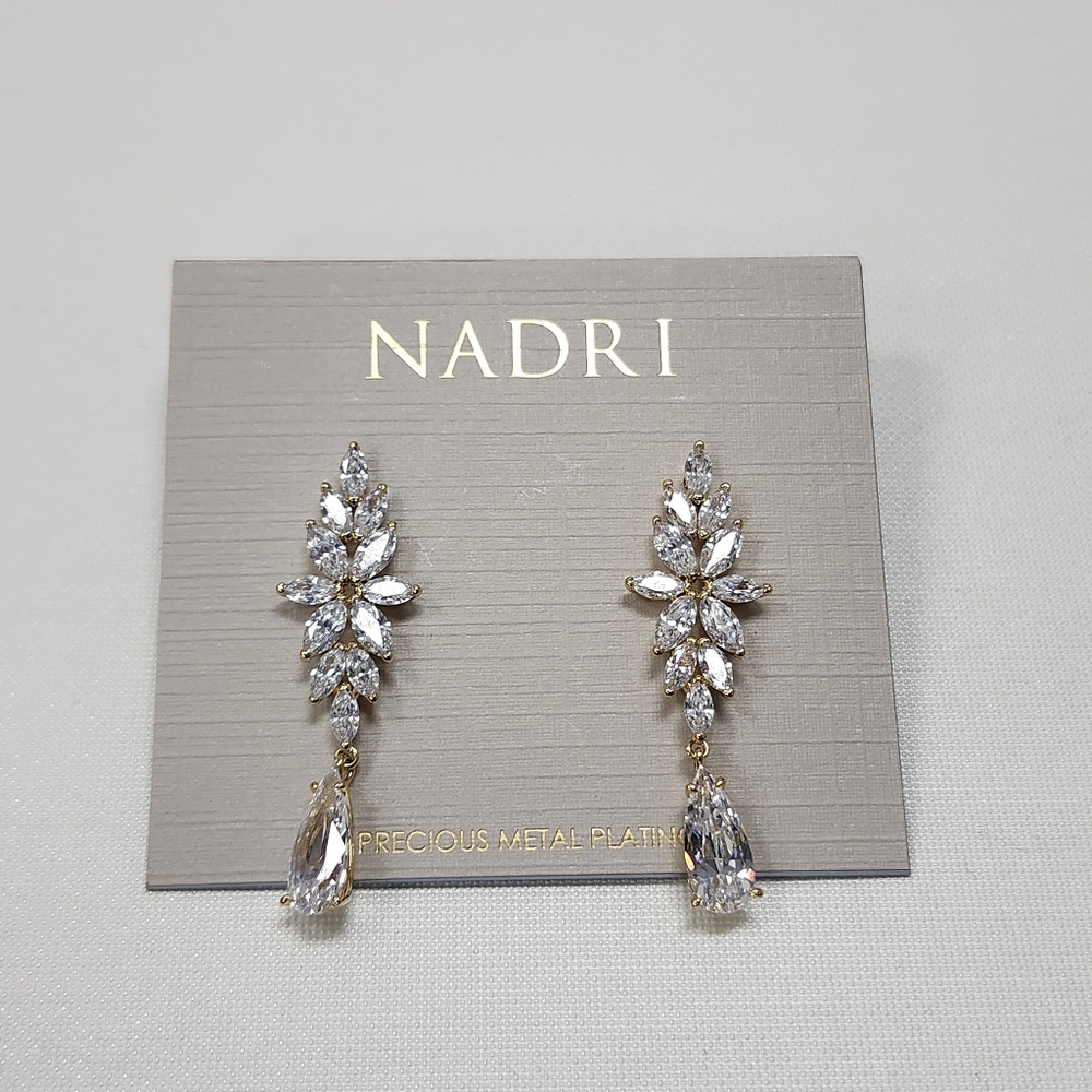 NWT Nadri Gold-Tone Midsommer Cubic Zirconia Drop Earrings